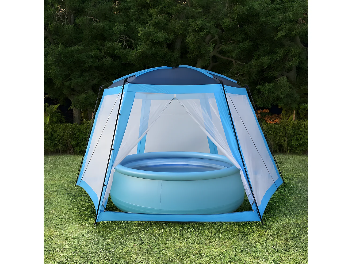 Prolenta Premium -  Tente de piscine Tissu 660x580x250 cm Bleu