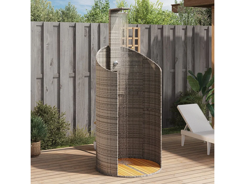 Corinth  Douche d'extérieur gris 100x100x241,5 cm poly rotin bois acacia