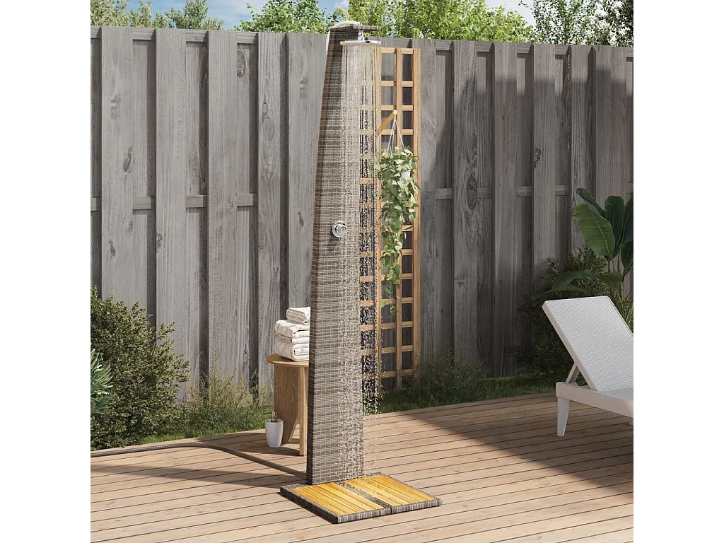 Blue Jay  Ducha de exterior ratán PE y madera acacia gris 55x60x224 cm