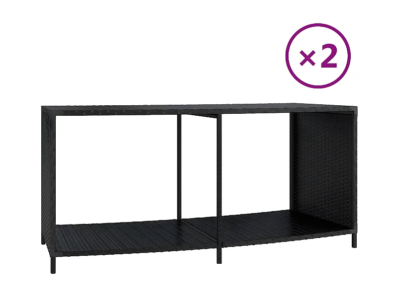 Prolenta Premium - Outdoor-Regale 2 Stk. Schwarz Poly Rattan
