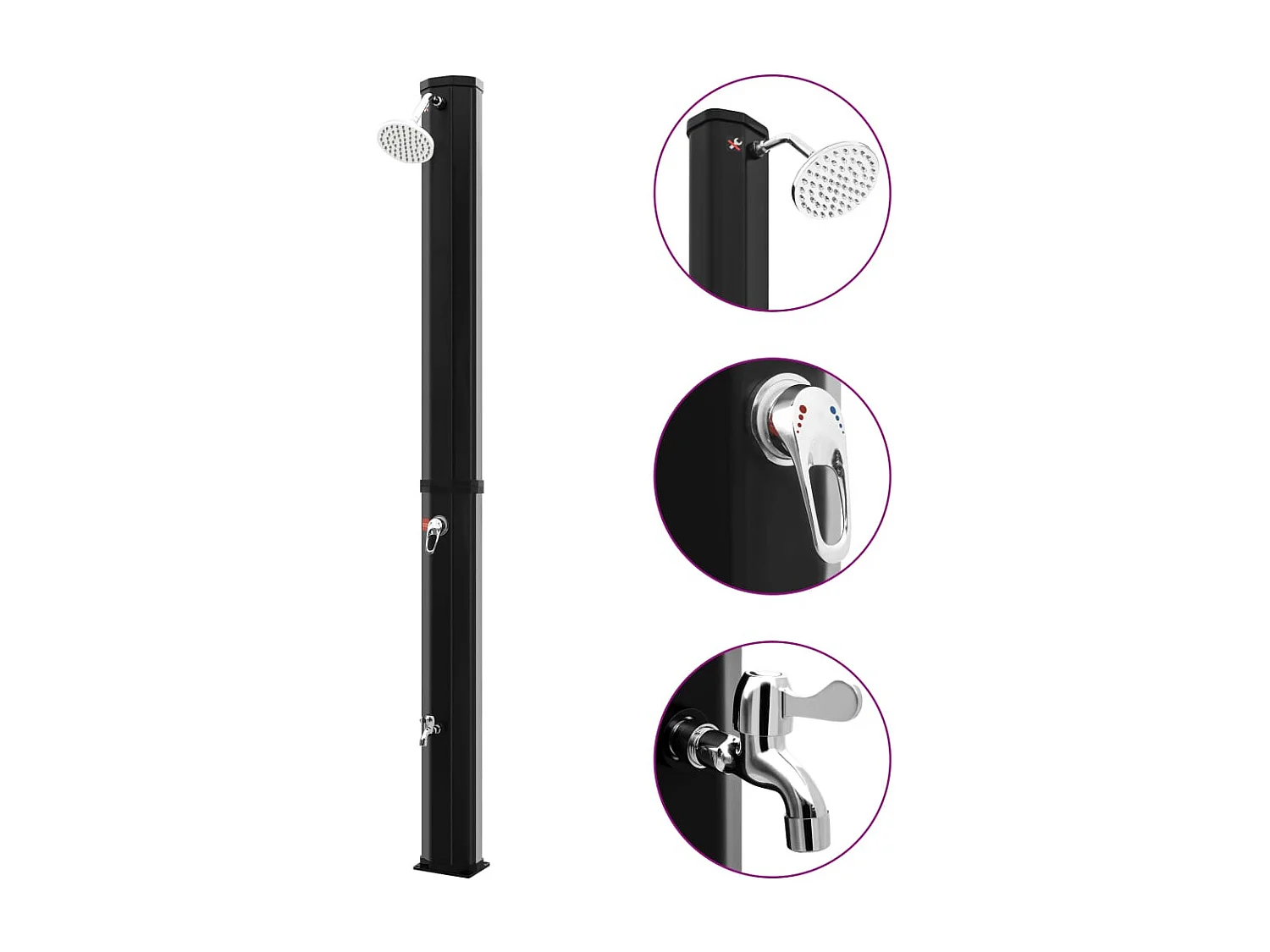 Sophie-Emmanuelle  Ducha solar exterior con rociador y grifo negro 35 L