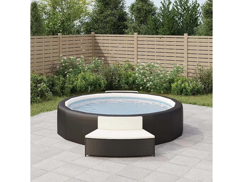 Izegem  Wrlpool-Bänke mit Auflagen 2 Stk. Schwarz Poly-Rattan