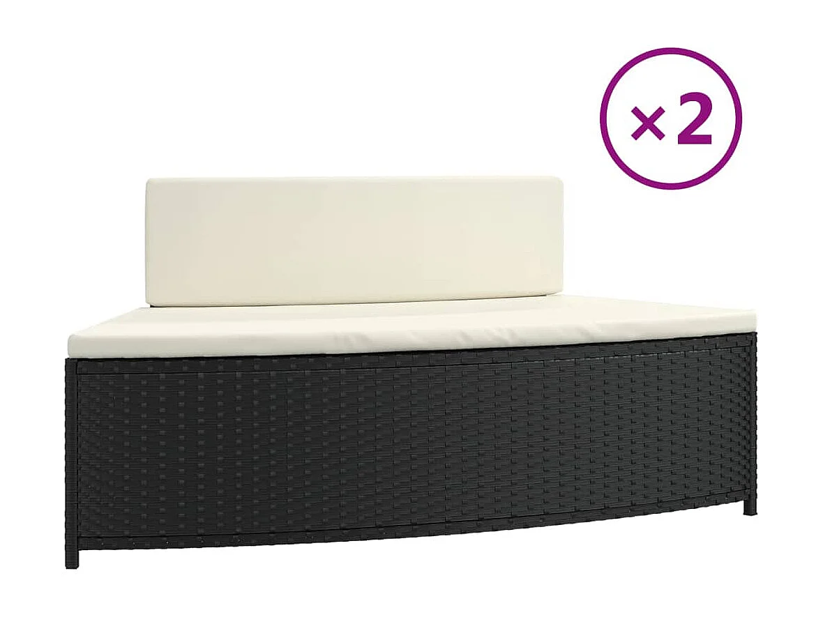 Izegem  Bancs de spa avec coussins lot de 2 noir résine tressée