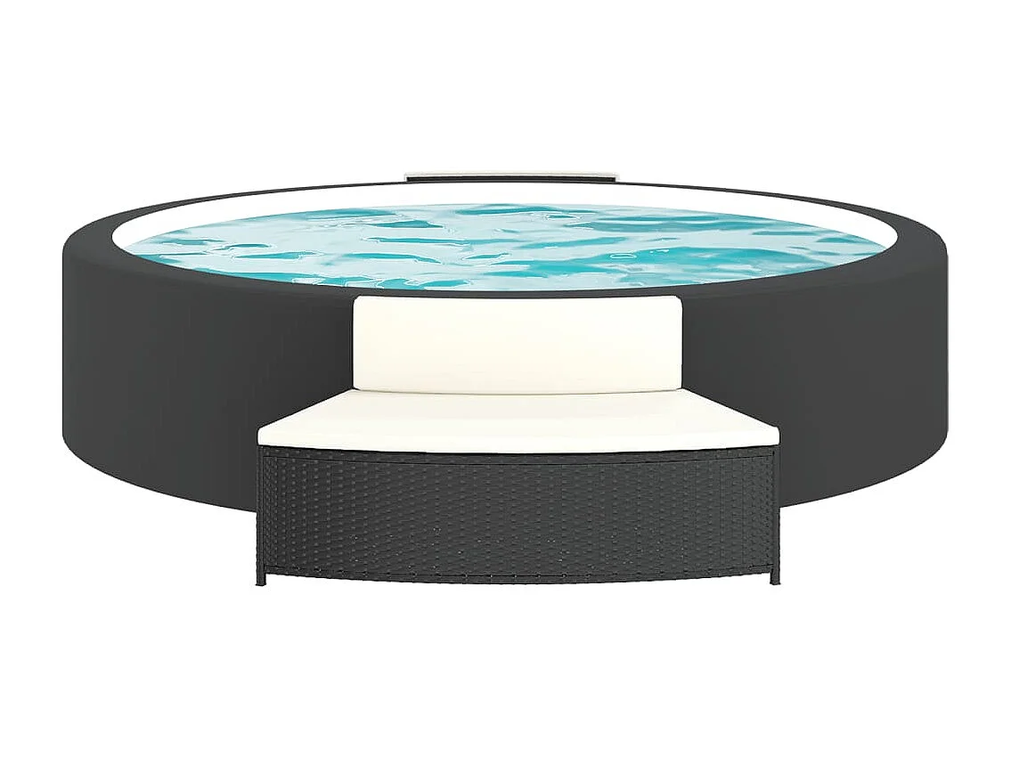 Izegem  Bancs de spa avec coussins lot de 2 noir résine tressée