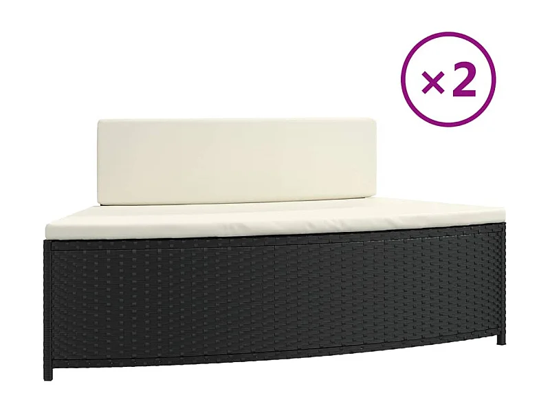 Izegem  Panche per Spa con Cuscini 2 pz in Polyrattan Nero