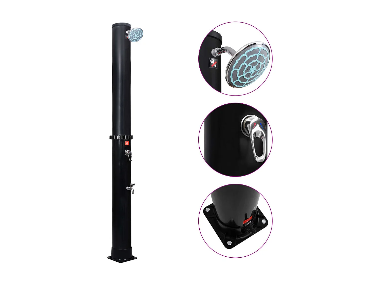 Claire-Viviane-Marie  Ducha solar de jardín con alcachofa y grifo 40 L