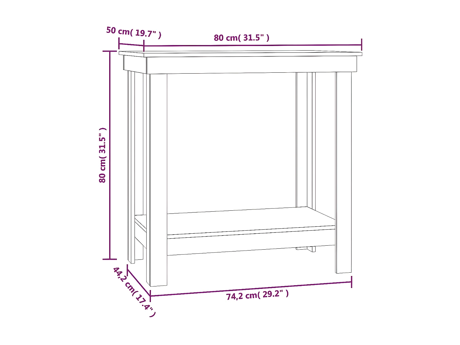 Prolenta Premium -  Banco da Lavoro Ambra 80x50x80 cm in Legno Massello di Pino