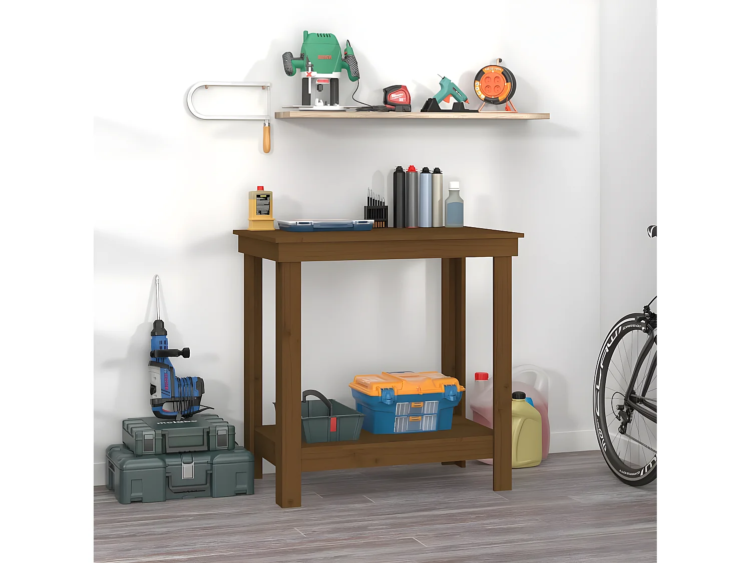 Prolenta Premium -  Banc de travail Marron miel 80x50x80 cm Bois de pin massif