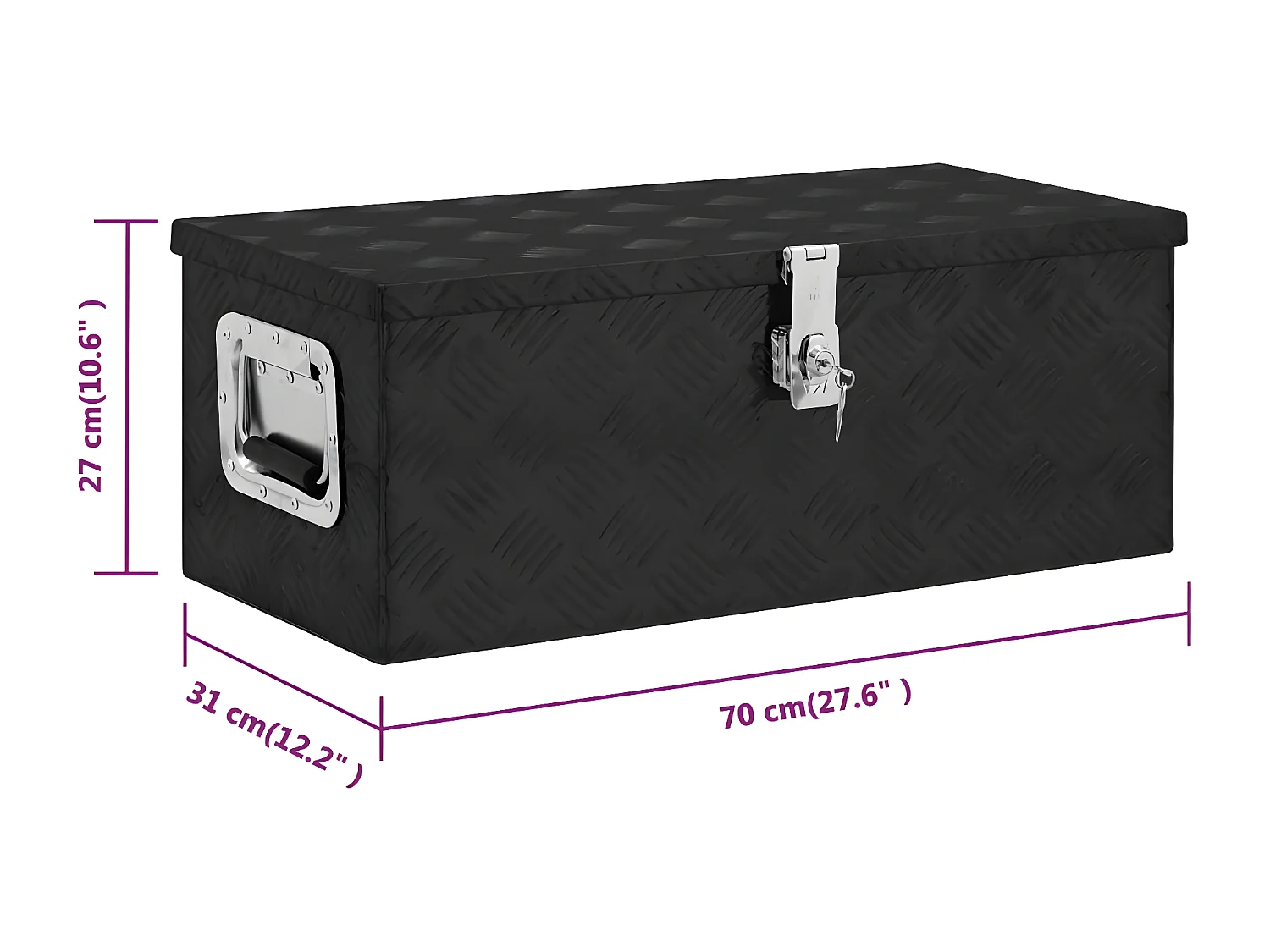 Prolenta Premium -  Opbergbox 70x31x27 cm aluminium zwart