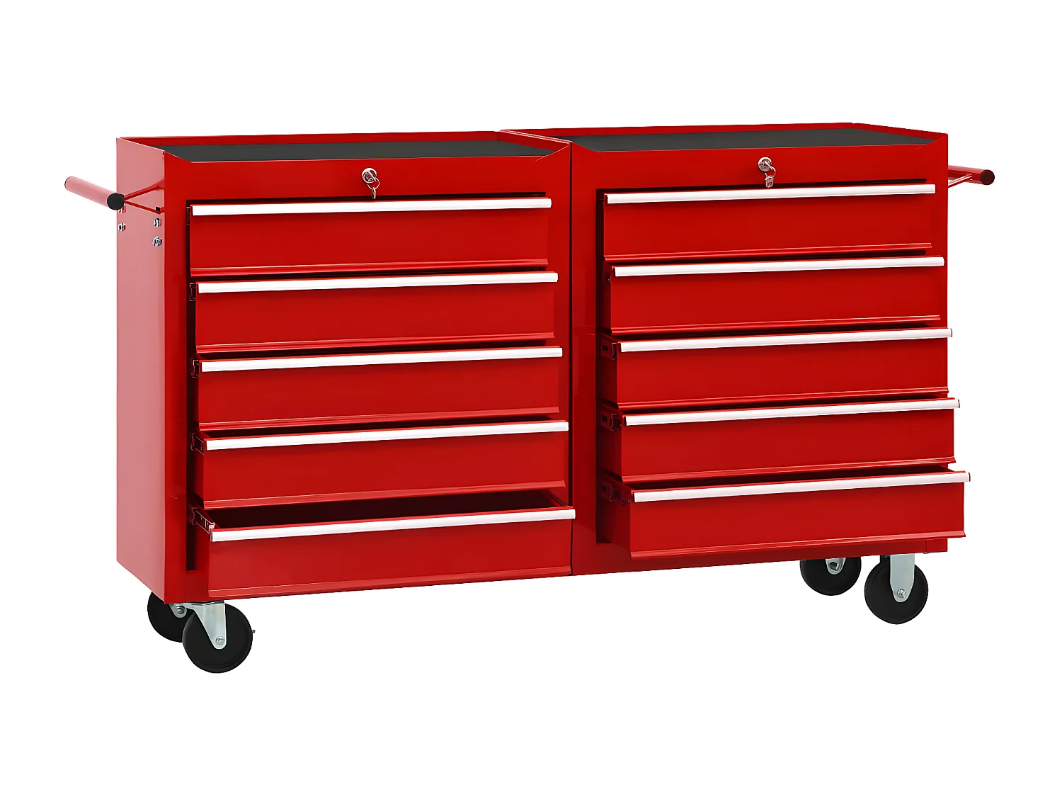 Prolenta Premium - Werkzeugwagen mit 10 Schubladen Stahl Rot