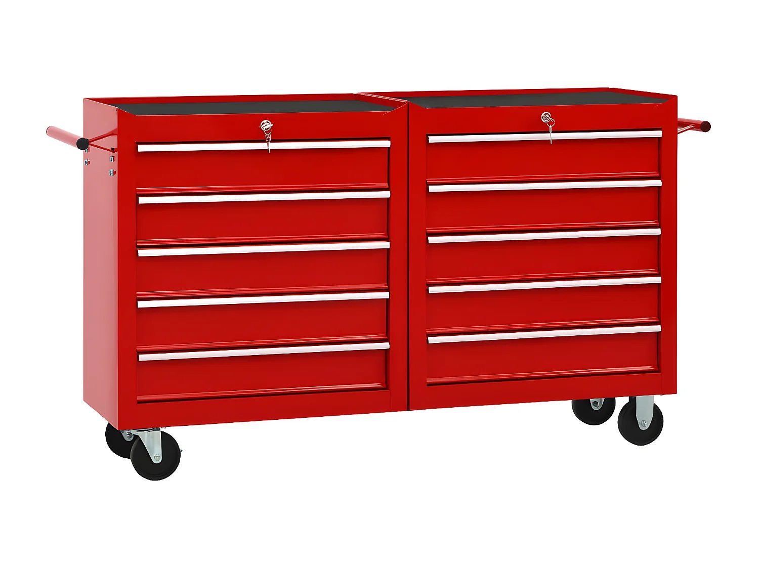 Prolenta Premium - Werkzeugwagen mit 10 Schubladen Stahl Rot