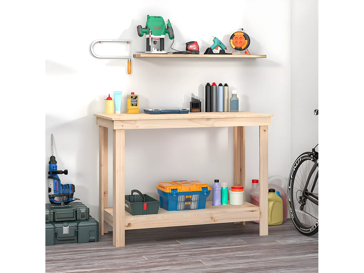 Prolenta Premium -  Werkbank 110x50x80 cm Massivholz Kiefer