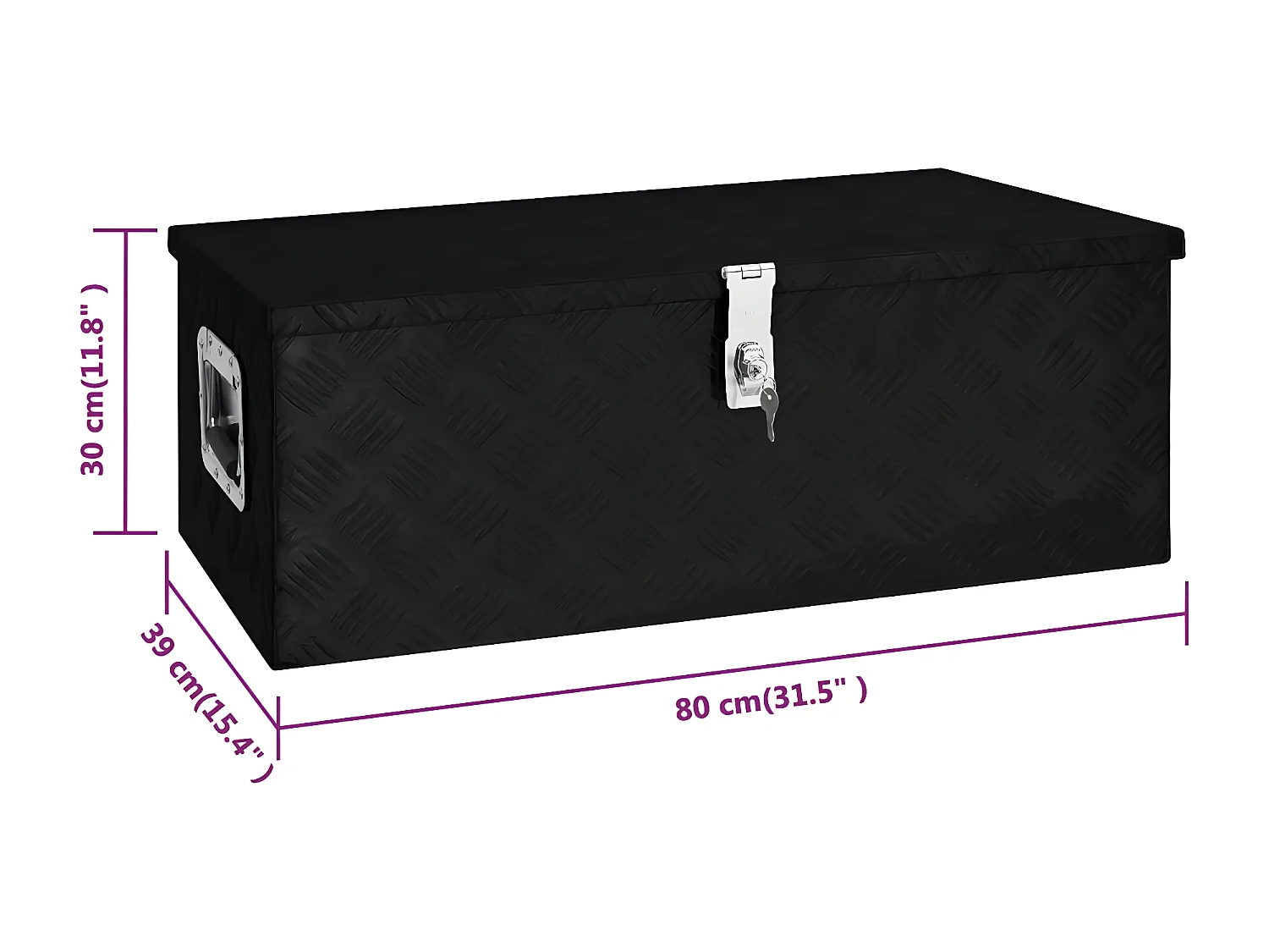 Prolenta Premium -  Contenitore Portaoggetti Nero 80x39x30 cm in Alluminio