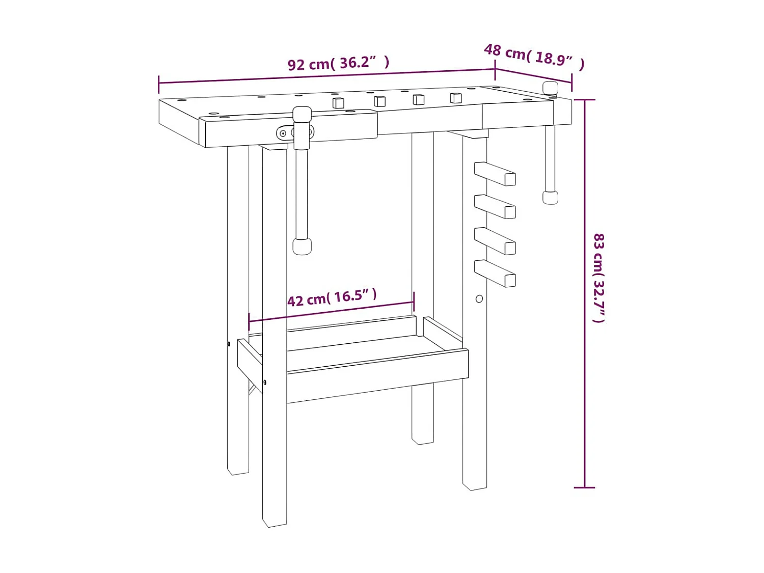 Prolenta Premium -  Établi avec étaux 92x48x83 cm Bois massif d'acacia