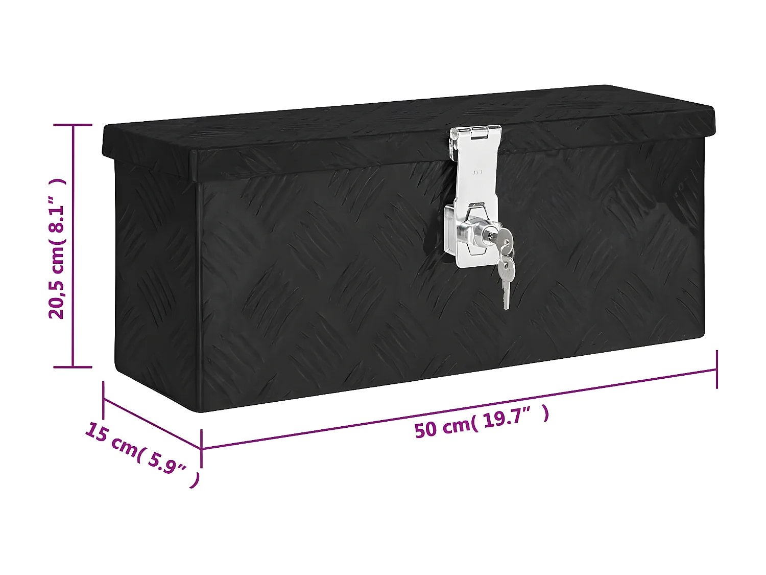 Prolenta Premium -  Opbergbox 50x15x20,5 cm aluminium zwart