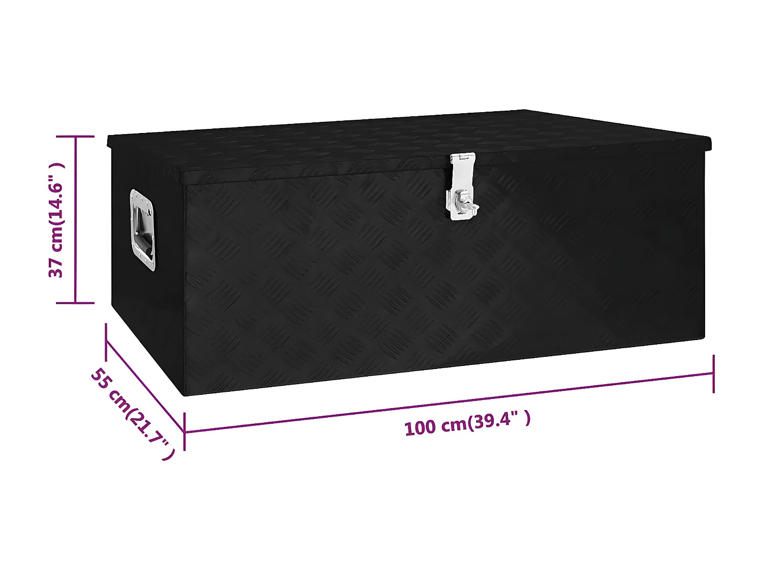 Prolenta Premium -  Opbergbox 100x55x37 cm aluminium zwart