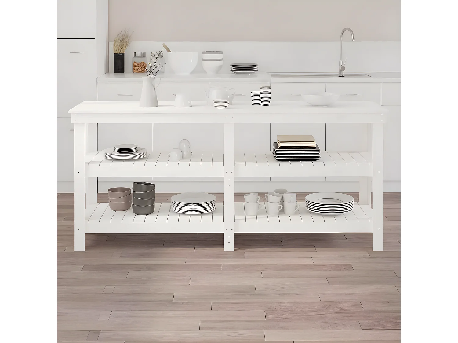 Prolenta Premium -  Banc de travail Blanc 181x50x80 cm Bois de pin massif