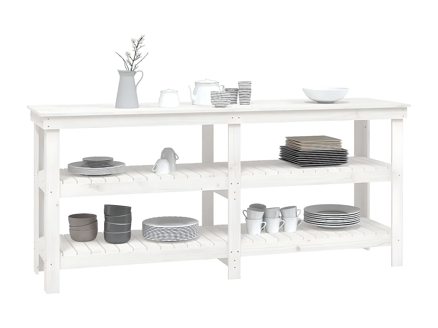 Prolenta Premium -  Banc de travail Blanc 181x50x80 cm Bois de pin massif