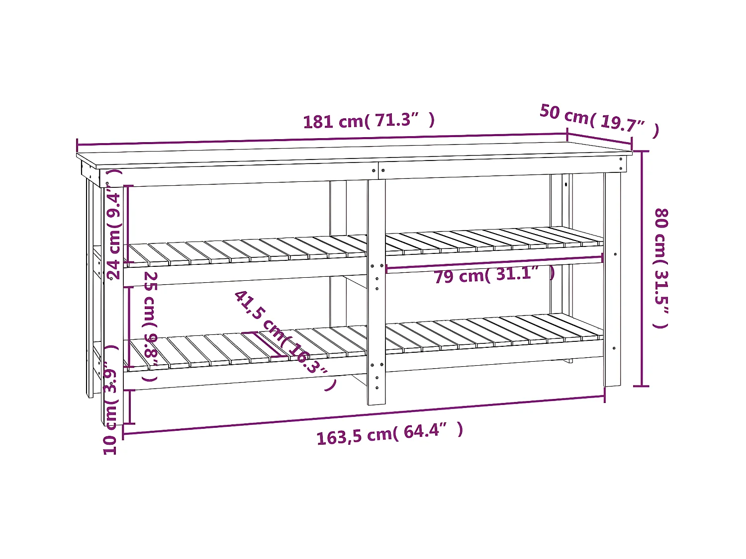Prolenta Premium -  Banc de travail Blanc 181x50x80 cm Bois de pin massif