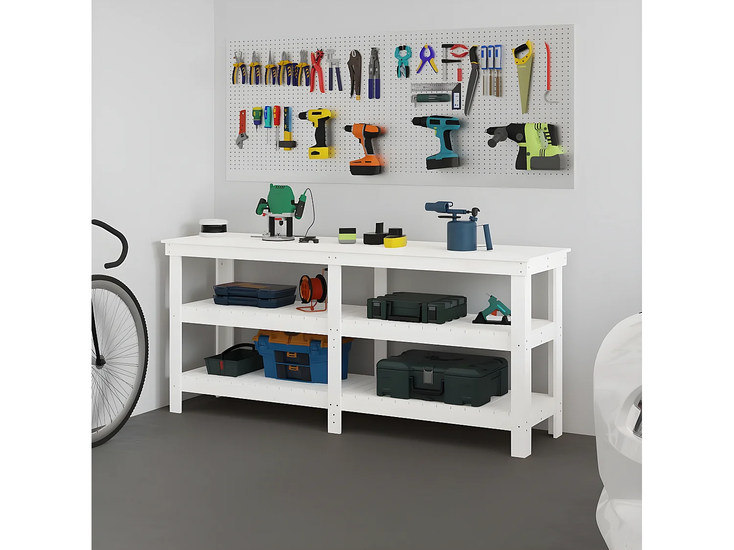 Prolenta Premium -  Banco de trabajo de madera maciza de pino blanco 181x50x80 cm