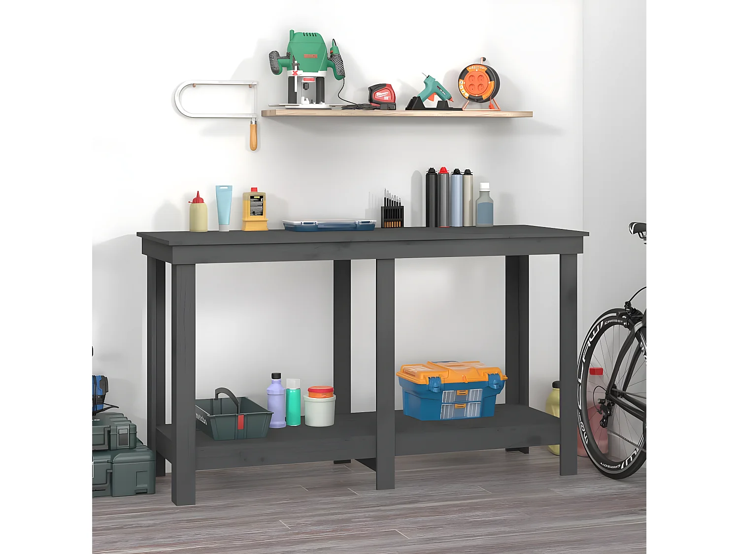 Prolenta Premium -  Banc de travail Gris 140x50x80 cm Bois de pin massif
