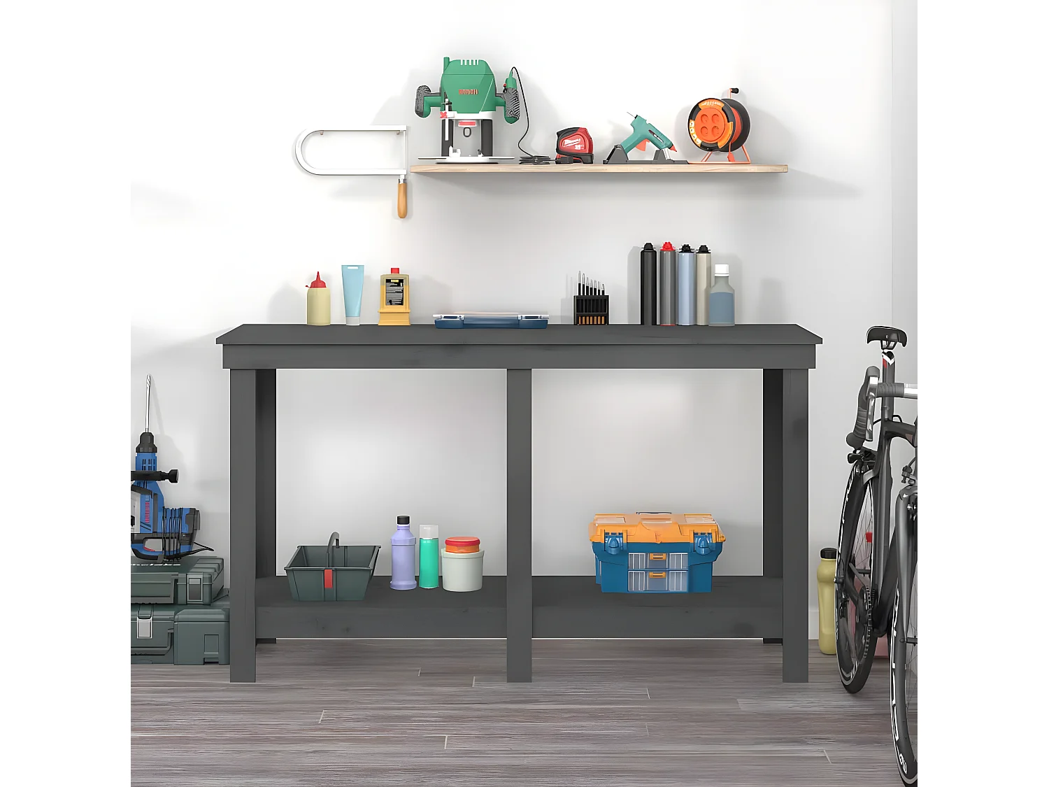 Prolenta Premium -  Banc de travail Gris 140x50x80 cm Bois de pin massif