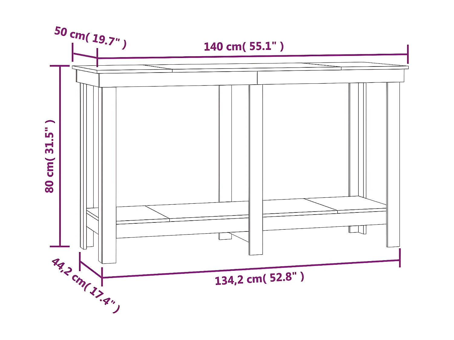 Prolenta Premium -  Banc de travail Gris 140x50x80 cm Bois de pin massif