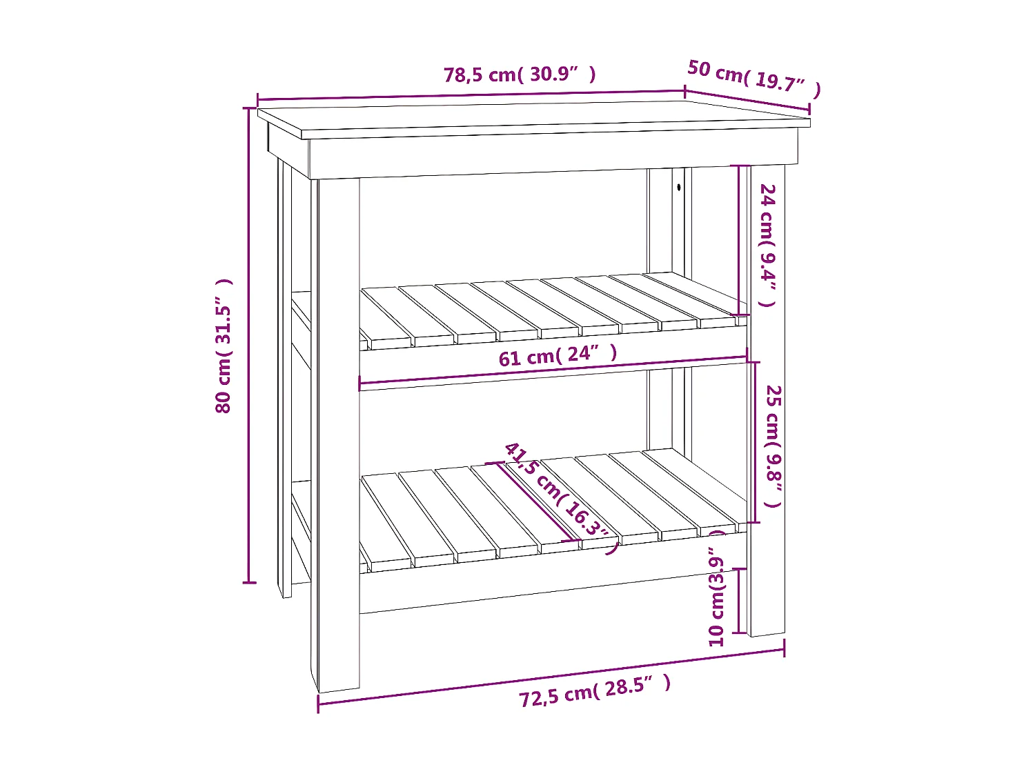 Prolenta Premium -  Werkbank Grau 78,5x50x80 cm Massivholz Kiefer