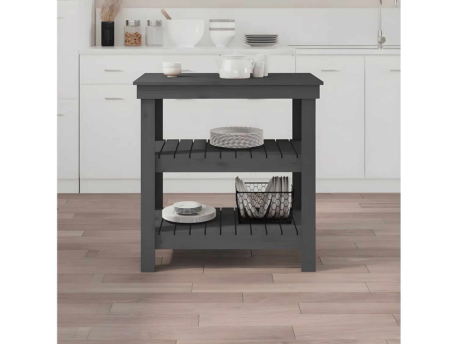 Prolenta Premium -  Werkbank Grau 78,5x50x80 cm Massivholz Kiefer