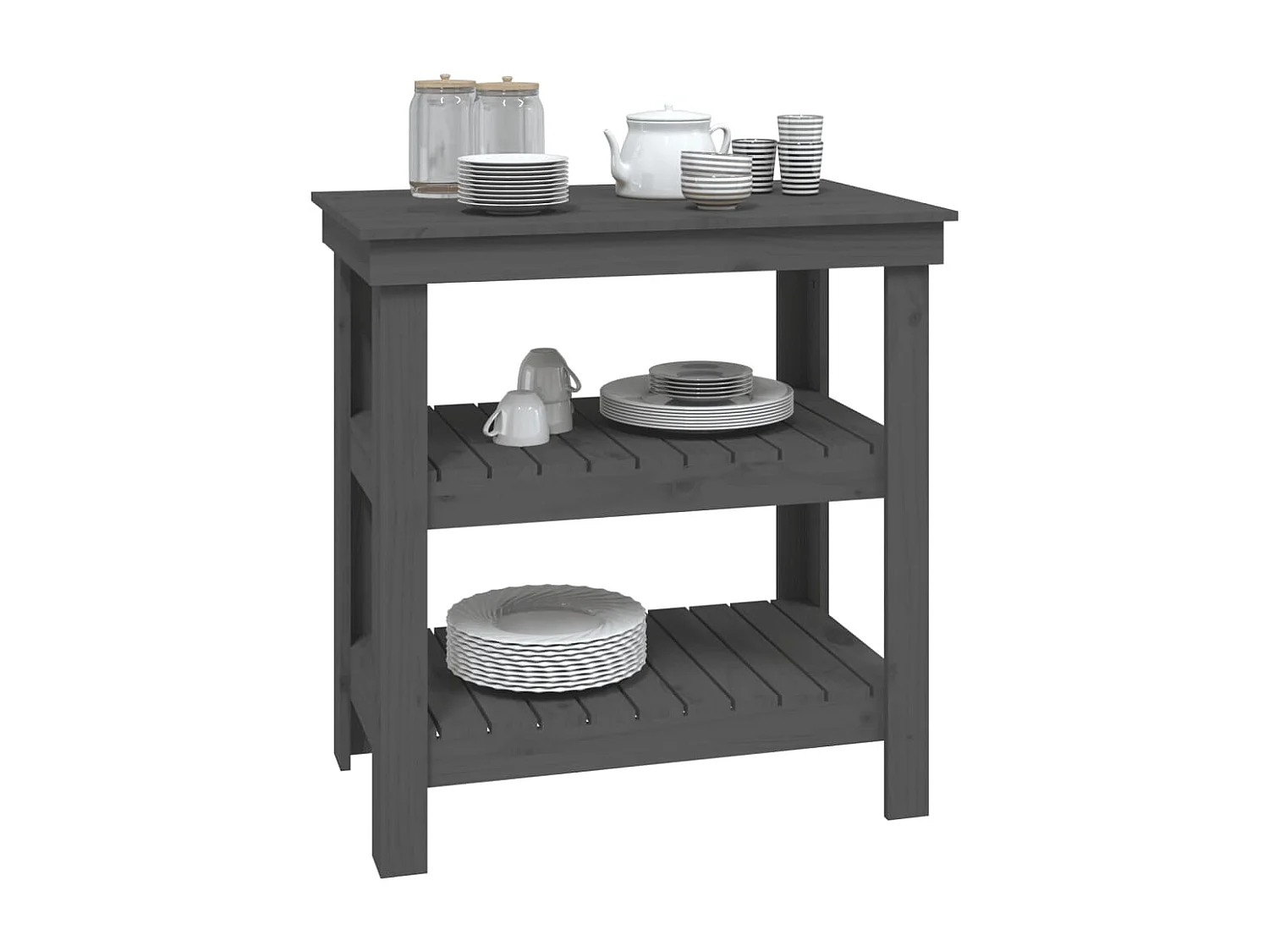 Prolenta Premium -  Werkbank Grau 78,5x50x80 cm Massivholz Kiefer