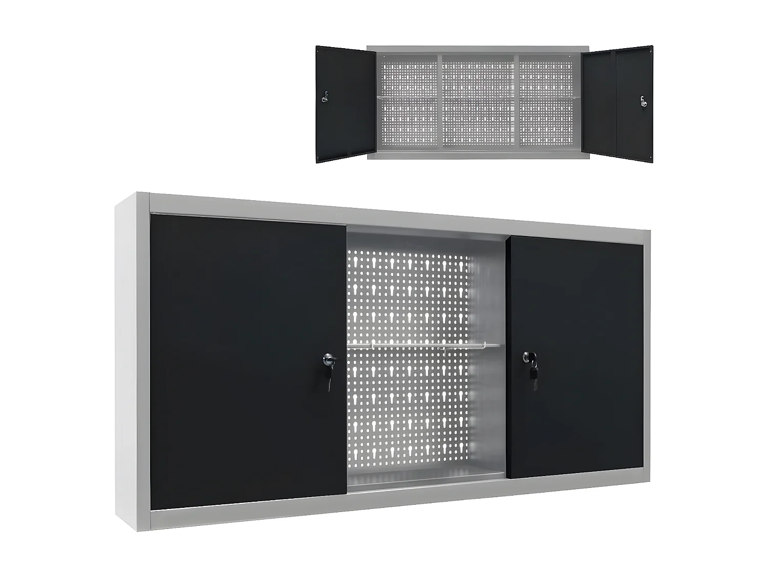 Maison Exclusive Armario de herramientas de pared industrial metal gris y negro