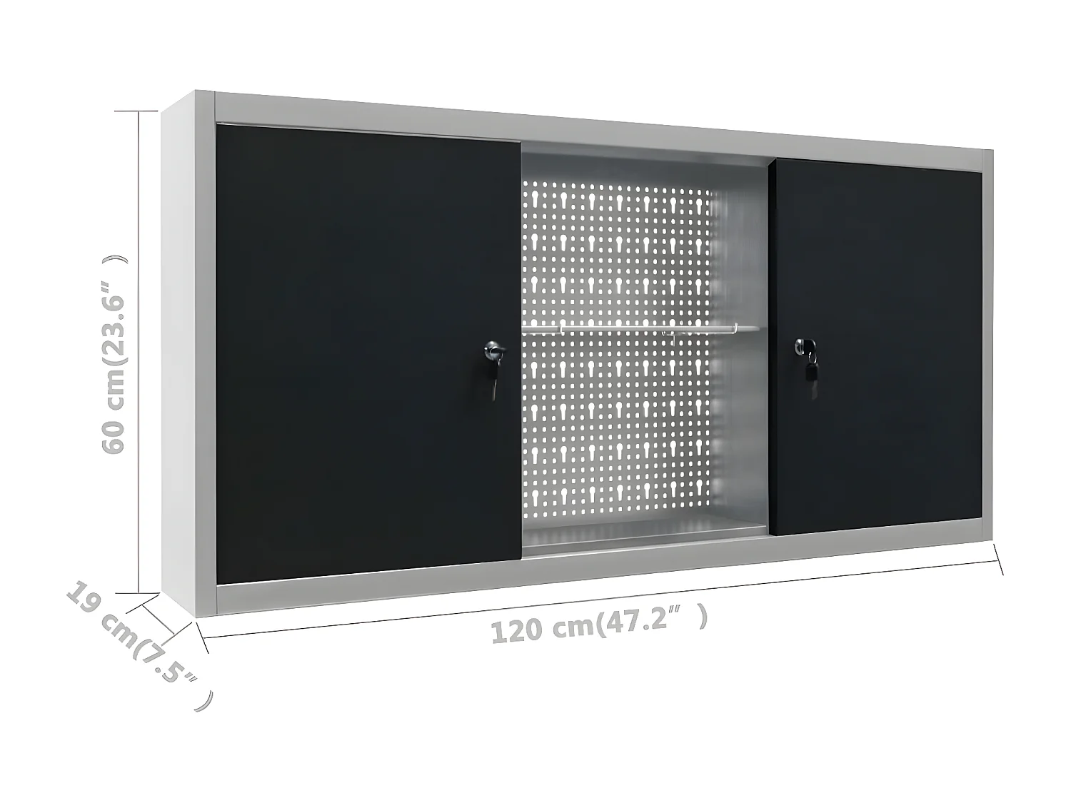 Prolenta Premium -  Armoire à outils murale Style Industriel Métal Gris et noir