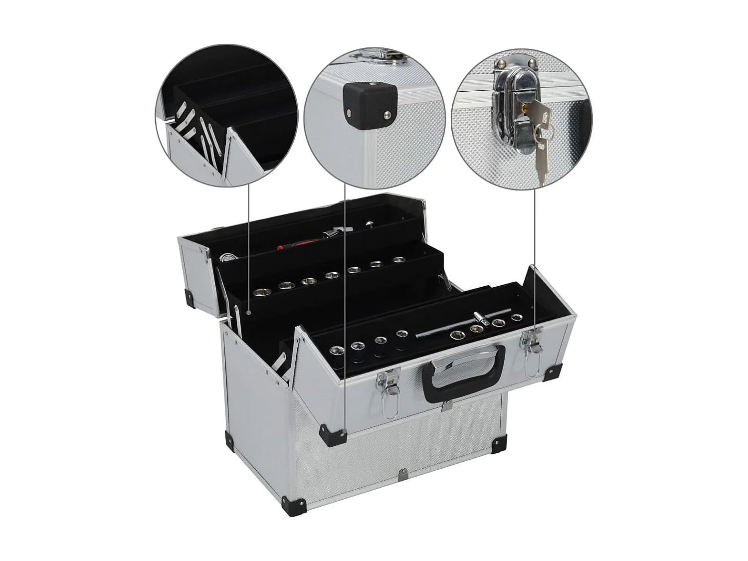 Prolenta Premium - Werkzeugkoffer 38x22,5x34 cm Silbern Aluminum