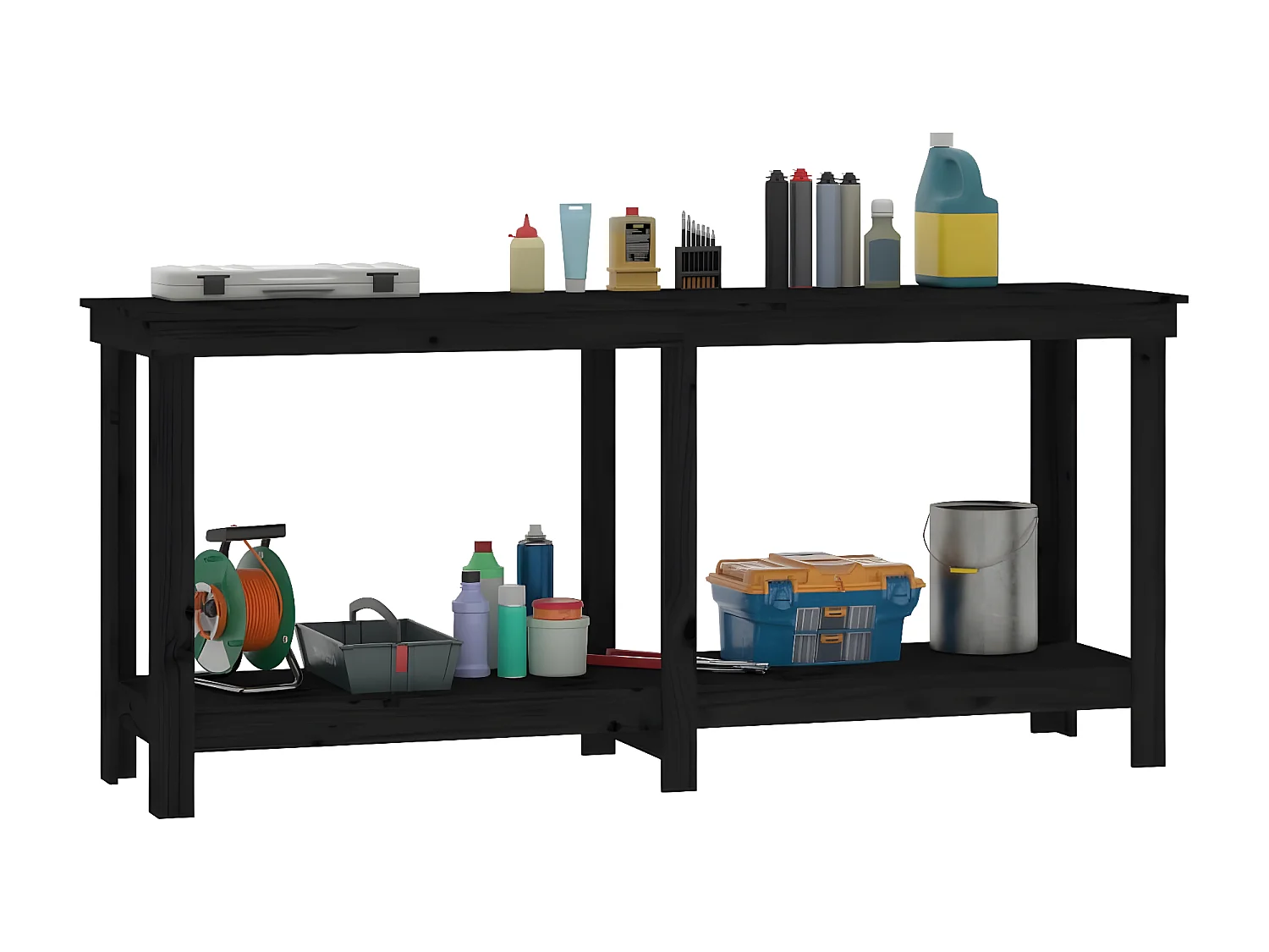 Prolenta Premium -  Werkbank Schwarz 180x50x80 cm Massivholz Kiefer