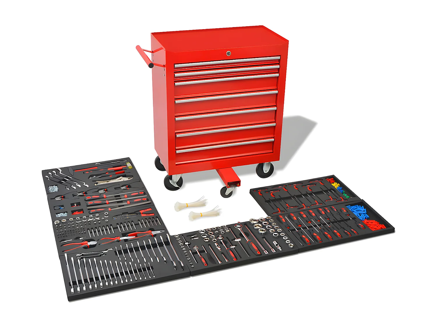 Maison Exclusive Carrello Portautensili Officina con 1125 Utensili Acciaio Rosso