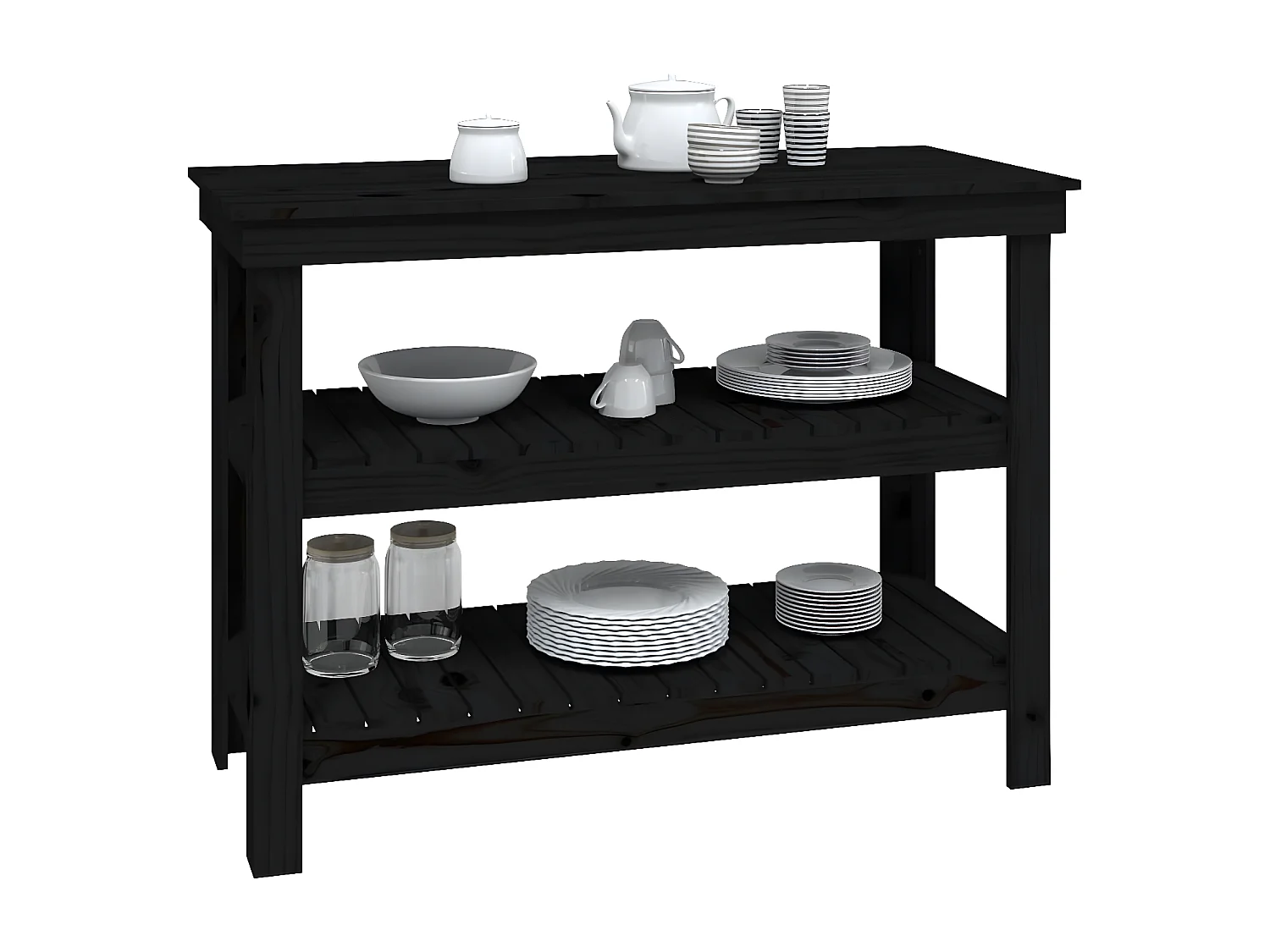 Prolenta Premium -  Werkbank Schwarz 110,5x50x80 cm Massivholz Kiefer