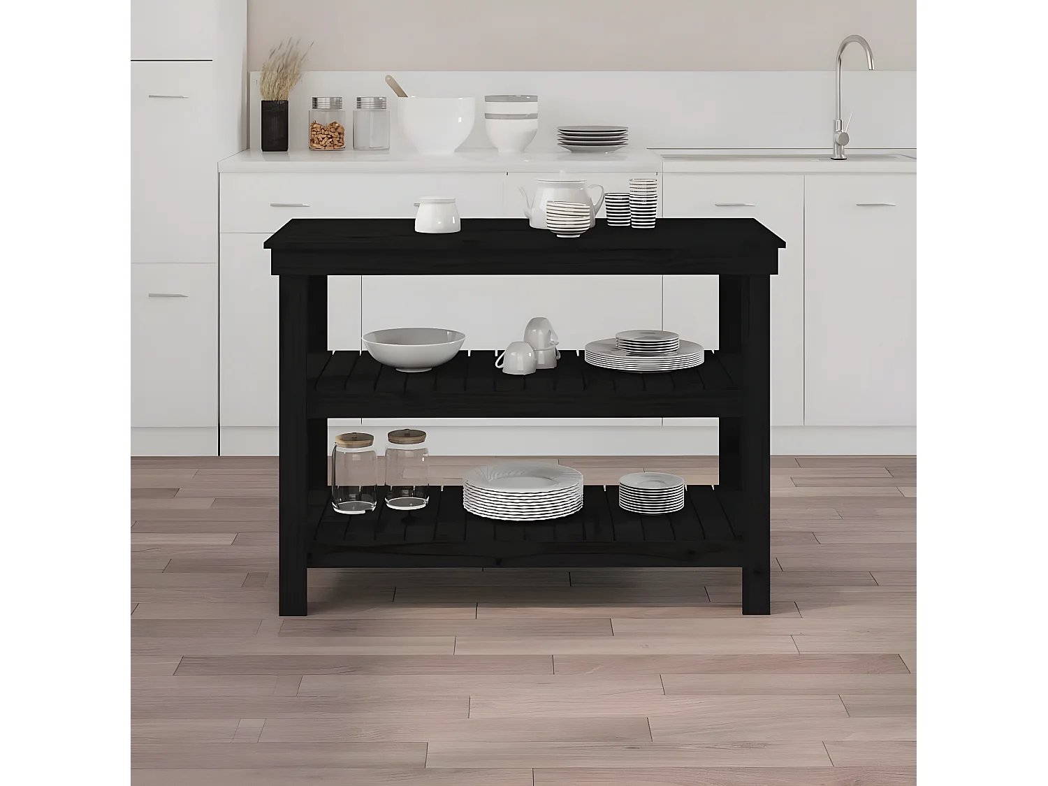 Prolenta Premium -  Banc de travail Noir 110,5x50x80 cm Bois de pin massif