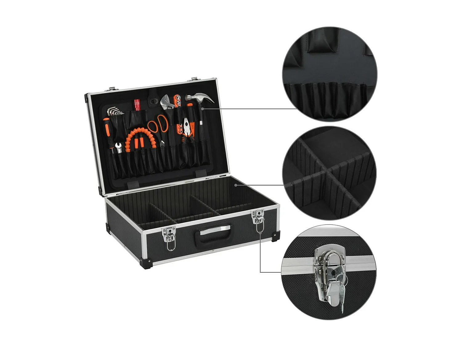 Prolenta Premium -  Valise à outils 46 x 33 x 16 cm Noir Aluminium