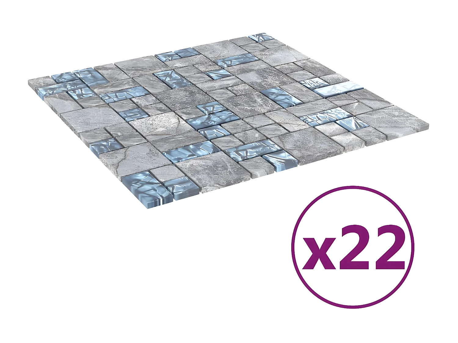 Prolenta Premium -  Mosaikfliesen 22 Stk. Grau Blau 30x30 cm Glas