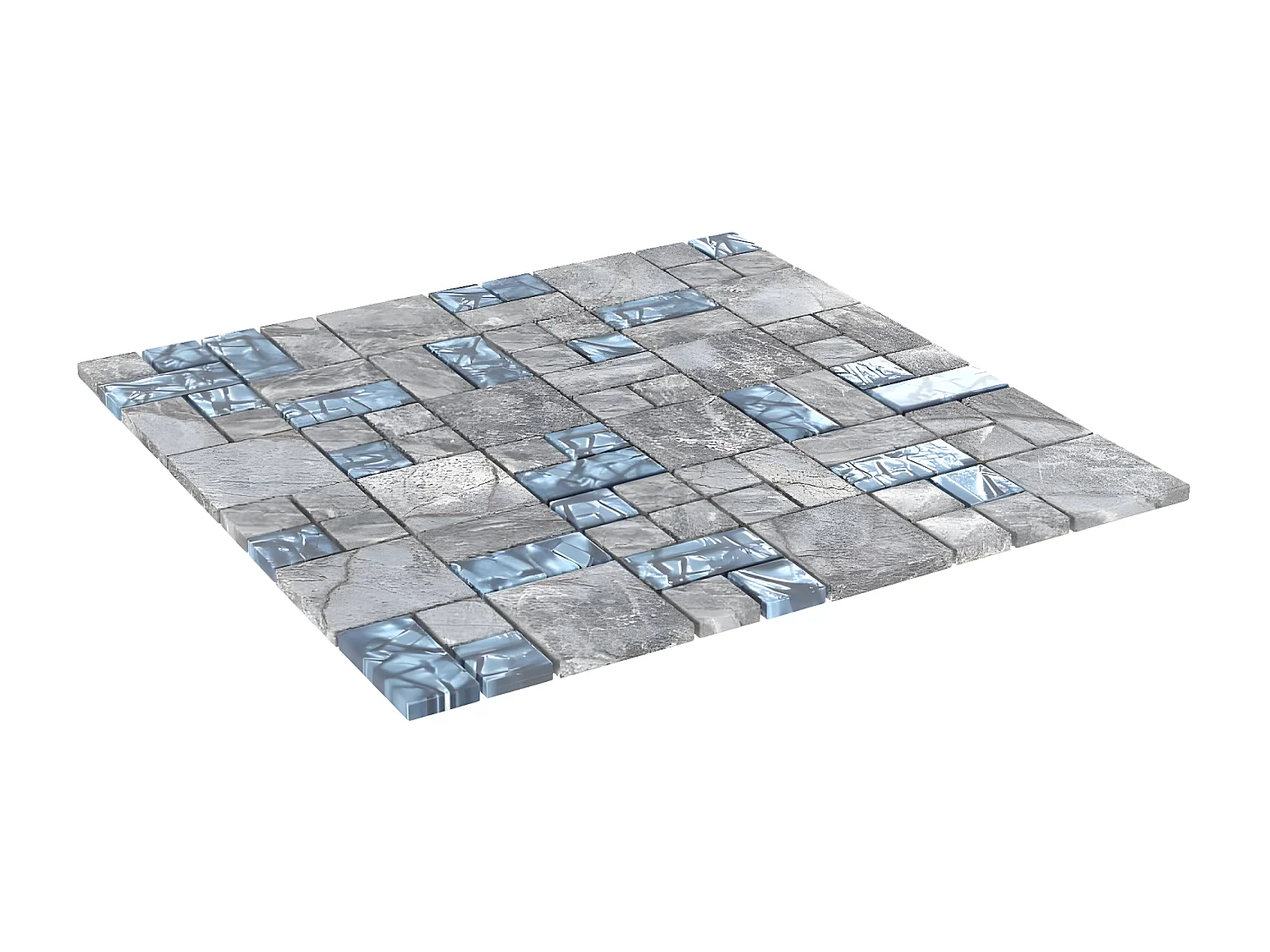 Prolenta Premium -  Mosaikfliesen 22 Stk. Grau Blau 30x30 cm Glas