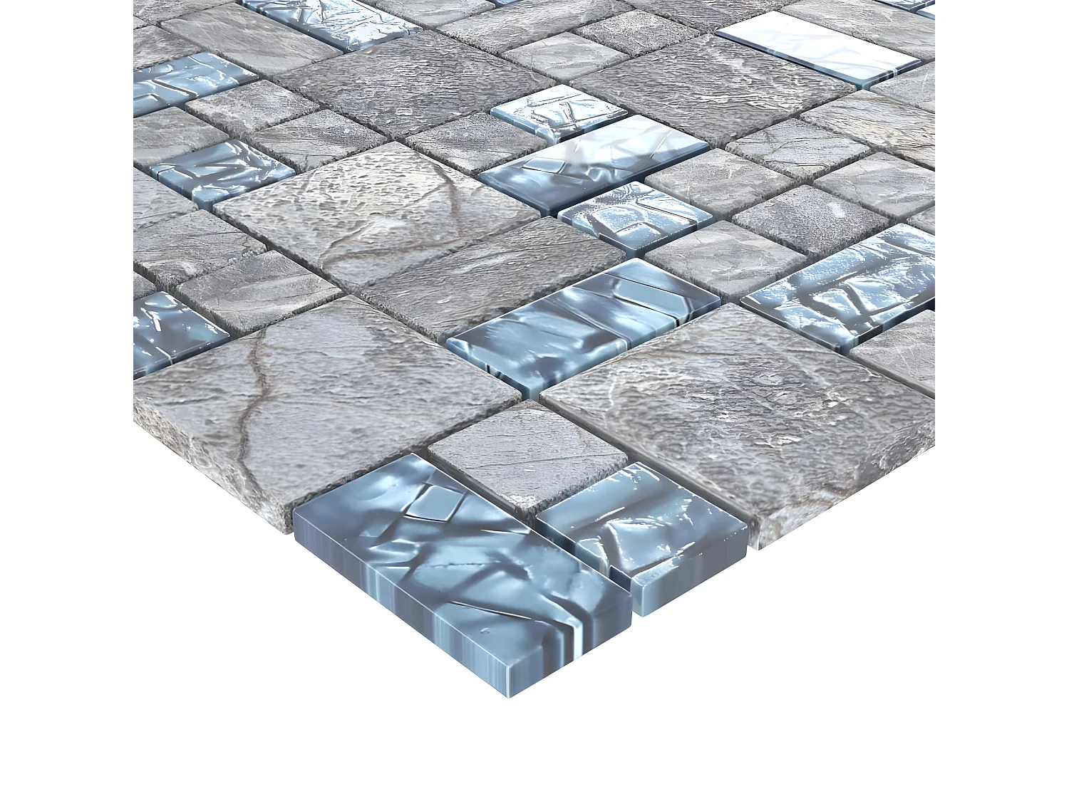 Prolenta Premium -  Mosaikfliesen 22 Stk. Grau Blau 30x30 cm Glas