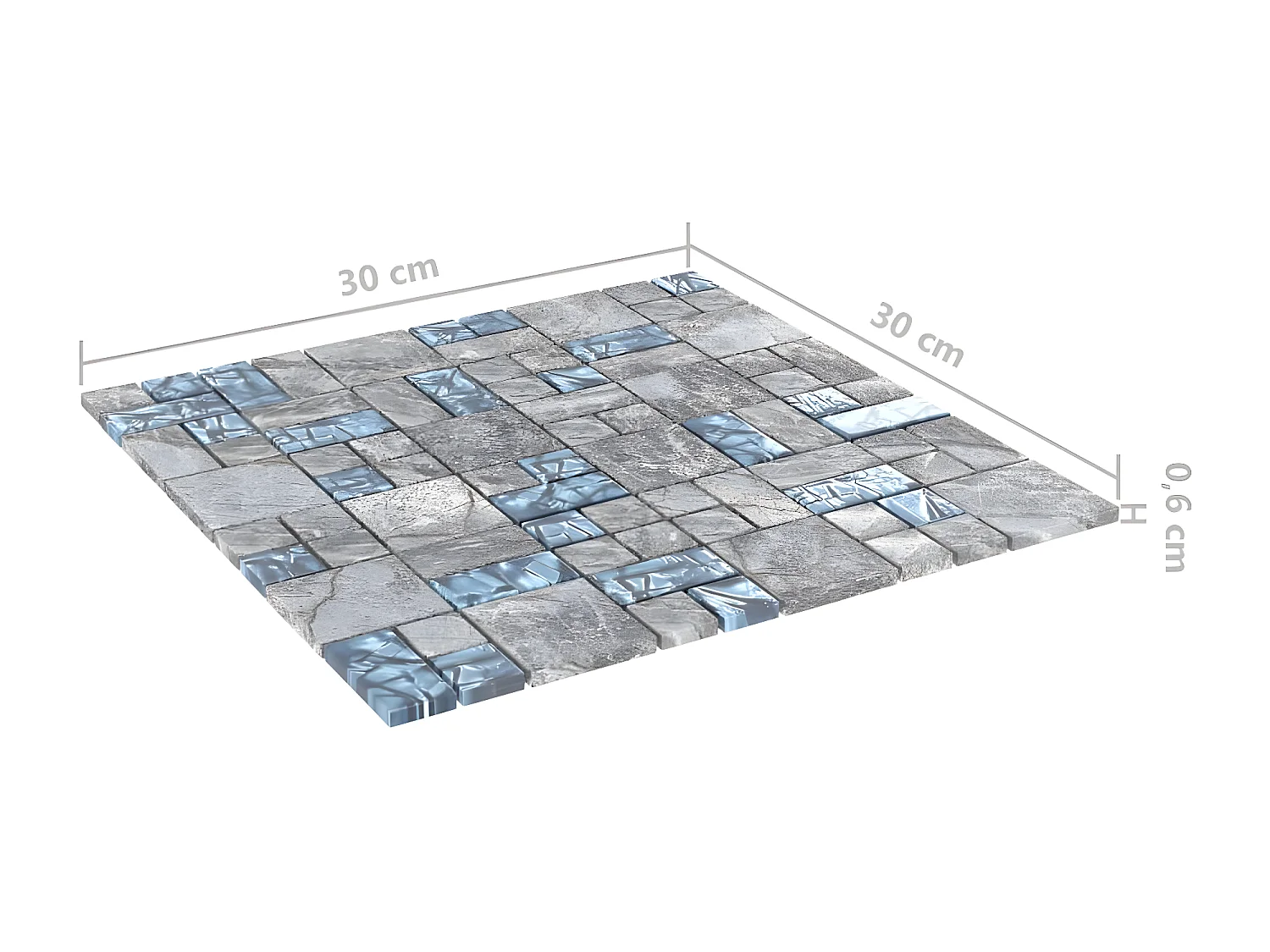 Prolenta Premium -  Mosaikfliesen 22 Stk. Grau Blau 30x30 cm Glas