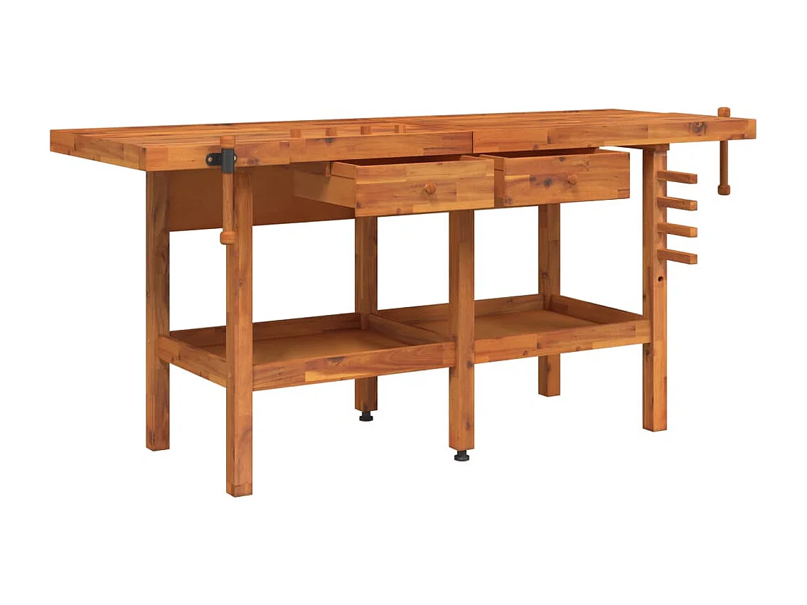 Prolenta Premium -  Banco Lavoro Cassetti e Morse 192x62x83cm Legno Massello Acacia