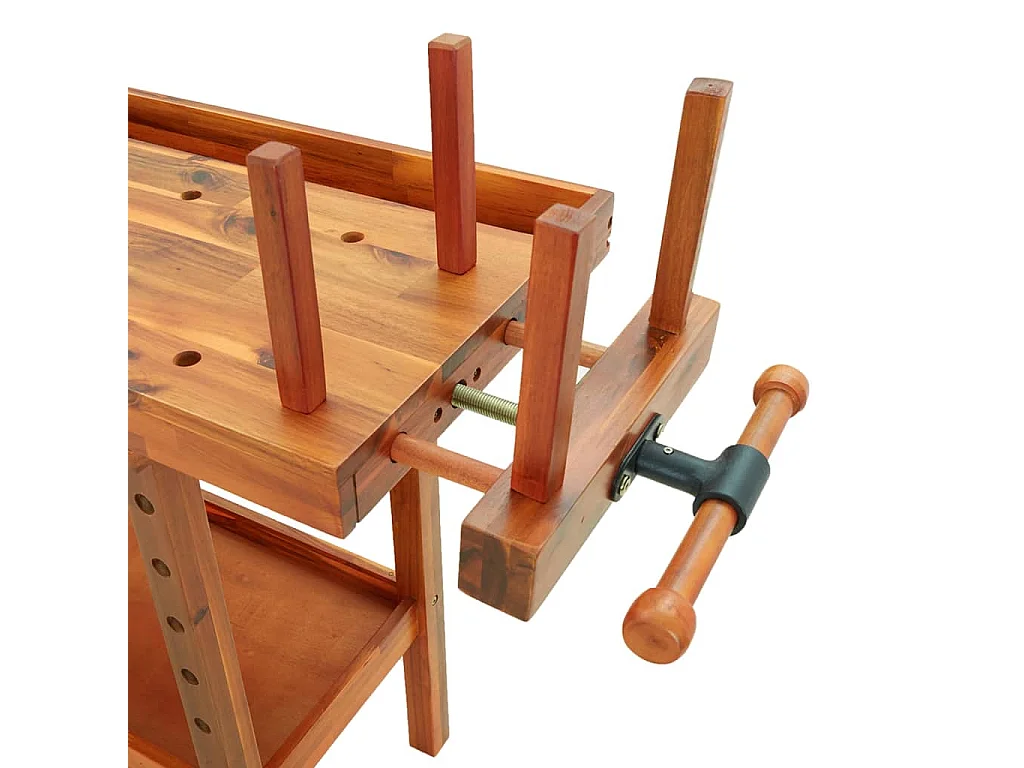 Prolenta Premium -  Banco Lavoro Cassetti e Morse 192x62x83cm Legno Massello Acacia