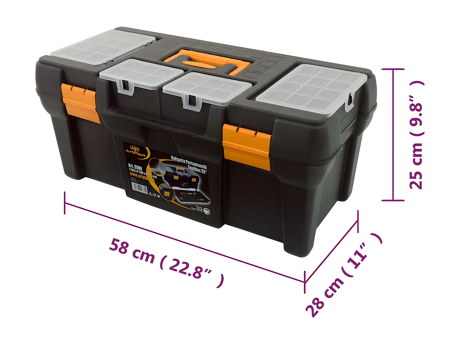 Maison Exclusive Cassetta degli Attrezzi 580x280x250 mm in PP