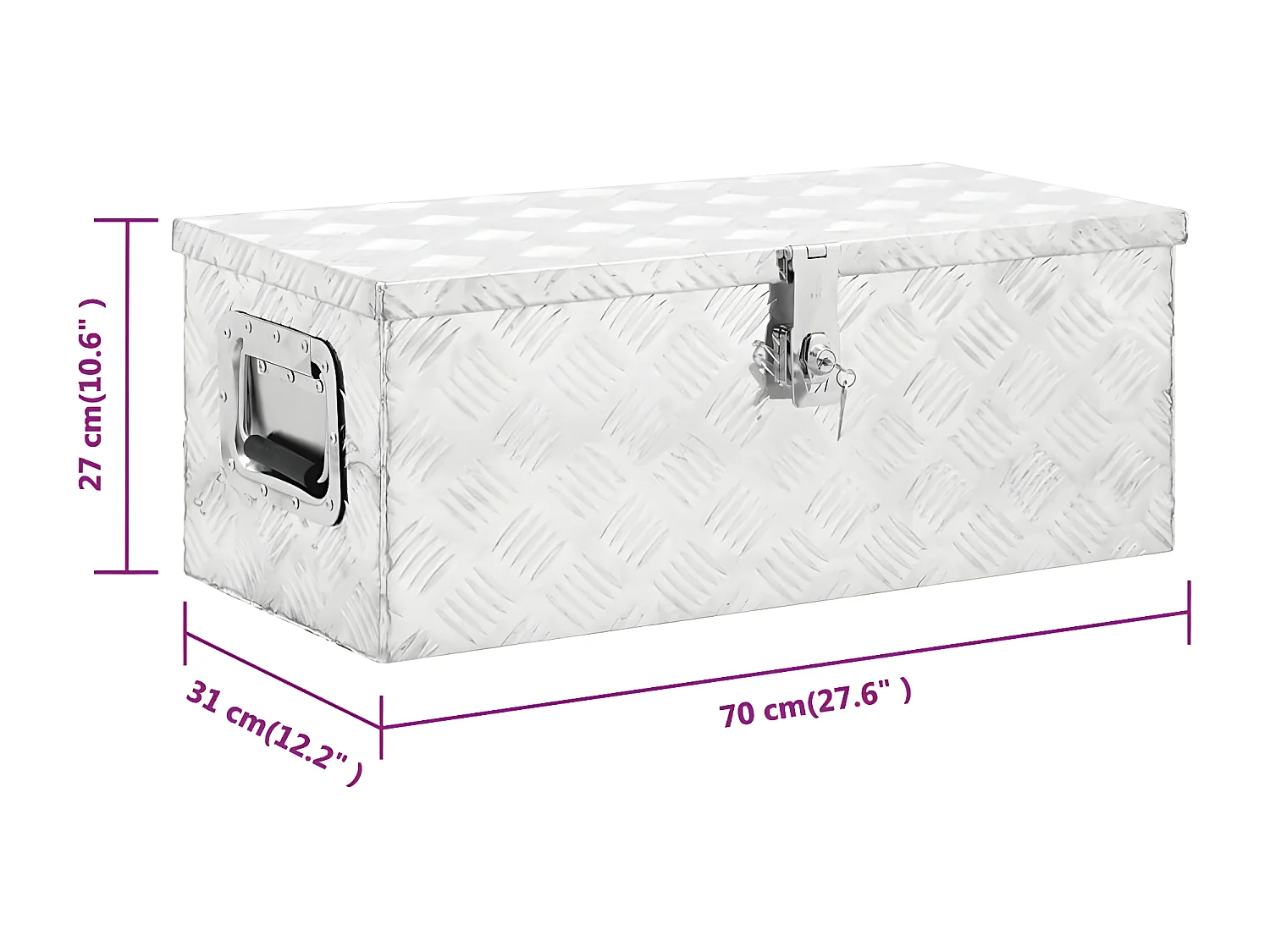 Prolenta Premium -  Boîte de rangement Argenté 70x31x27 cm Aluminium