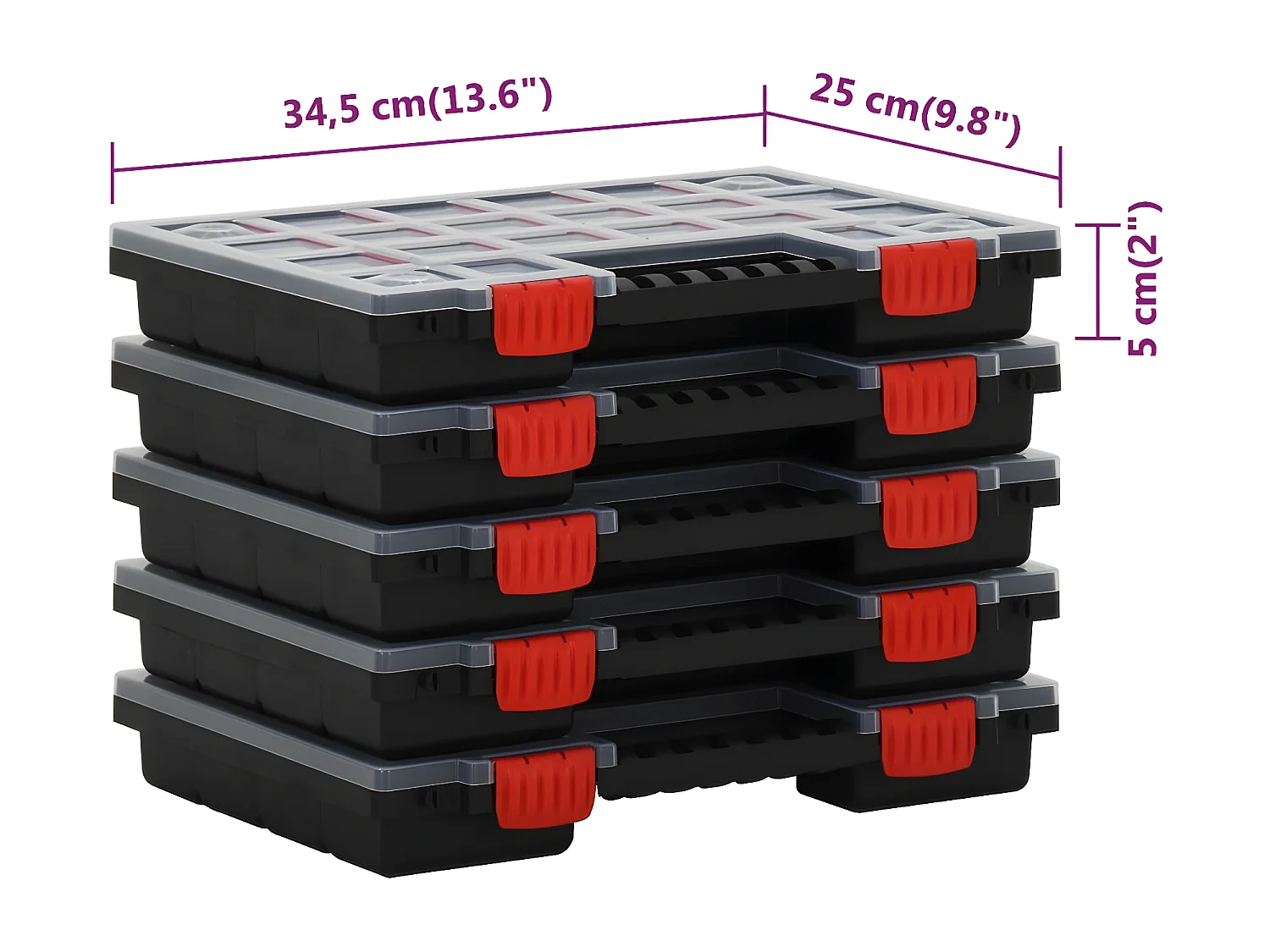 Prolenta Premium - Sortimentskästen 5 Stk. 34,5x25x5 cm Polypropylen