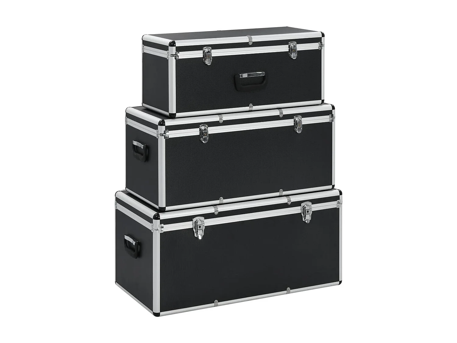 Maison Exclusive Cajas de almacenamiento 3 unidades aluminio negro
