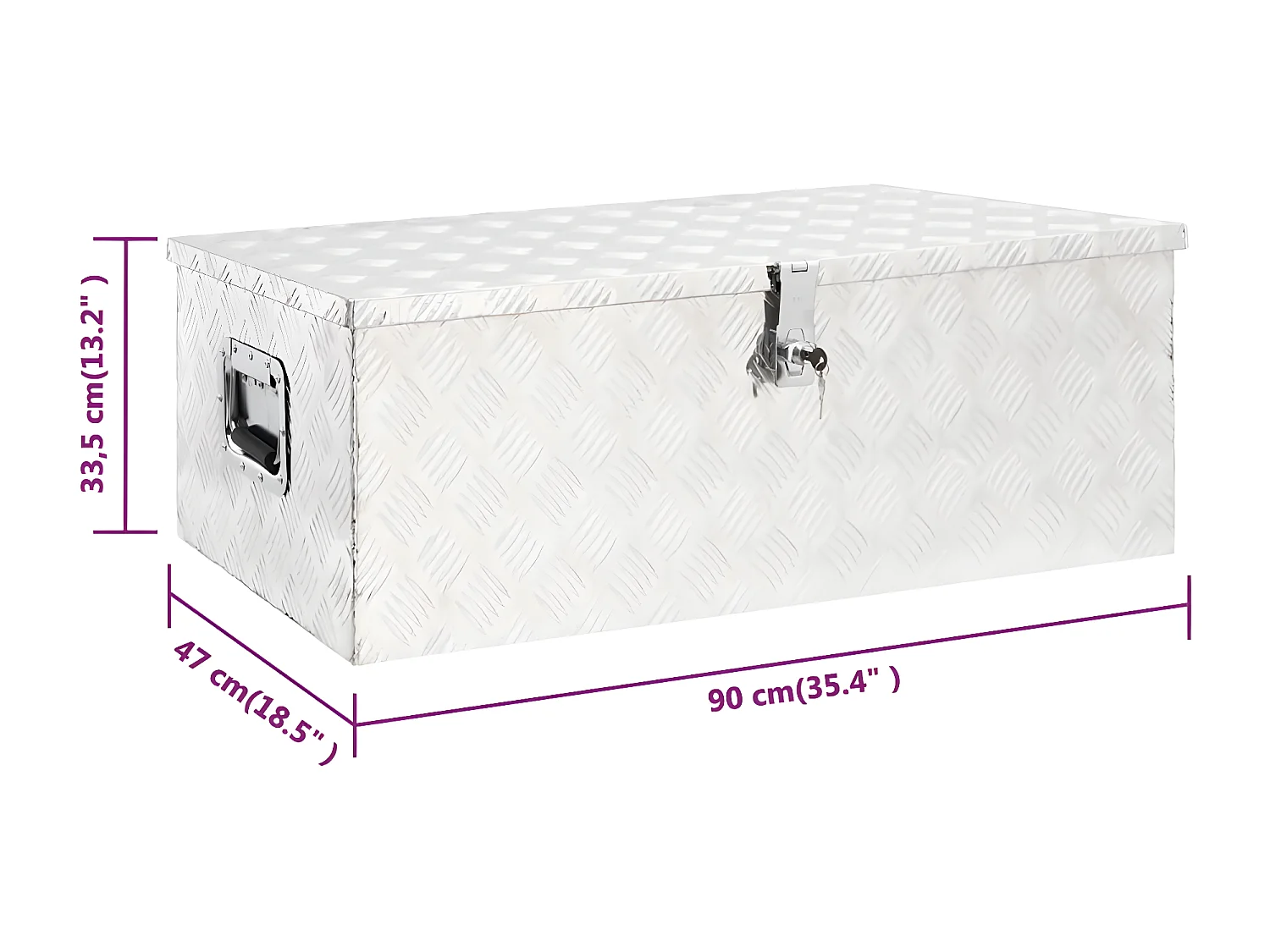Prolenta Premium -  Caja de almacenaje de aluminio plateado 90x47x33,5 cm