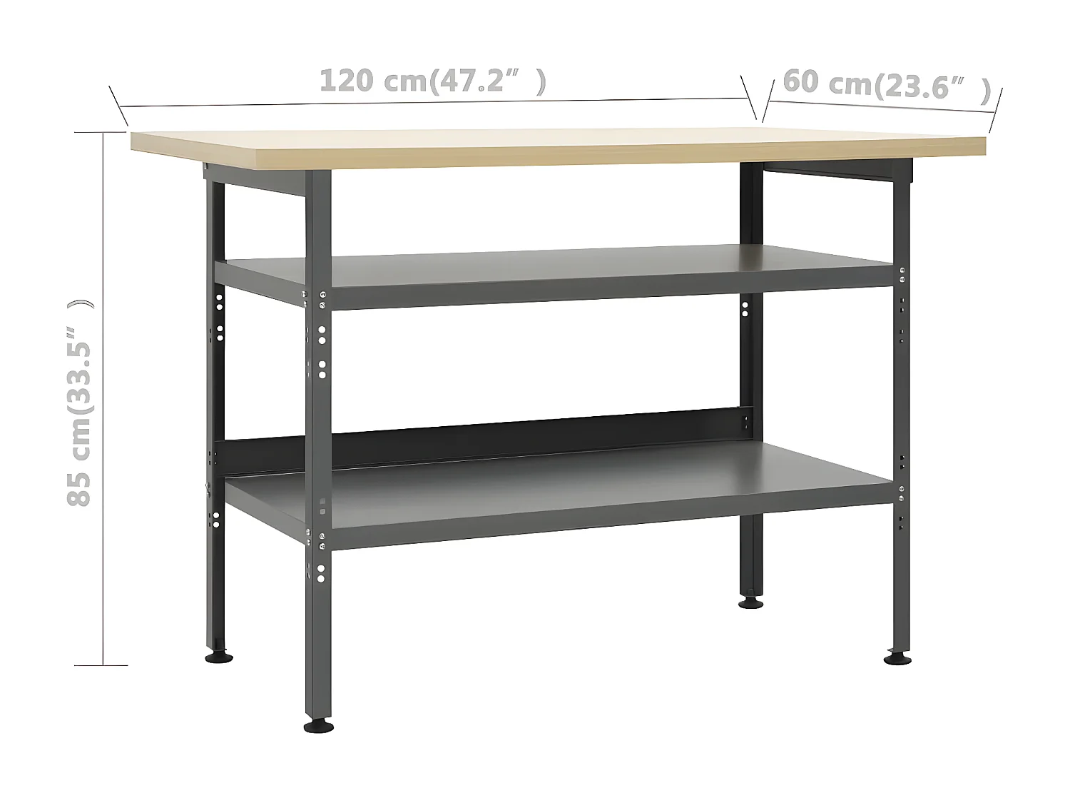 Prolenta Premium -  Werkbank Grau 120×60×85 cm Stahl